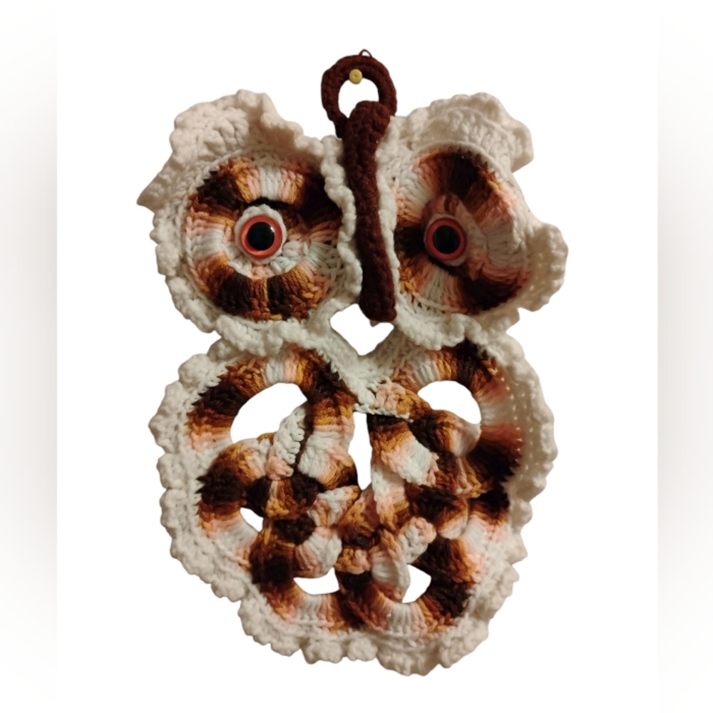 1970's Crochet Owl Wall Hanging